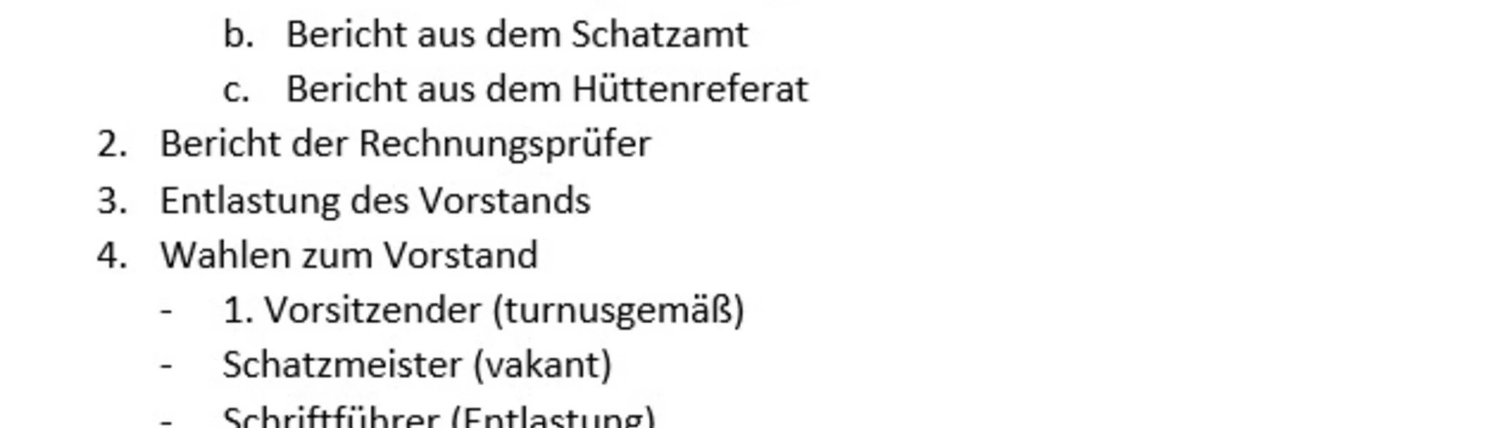 Tagesordnung MV-2025 | © DAV Sektion Königsberg, Foto Cornelius Chucholowski